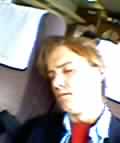 asleep on the train on the way to the airport.